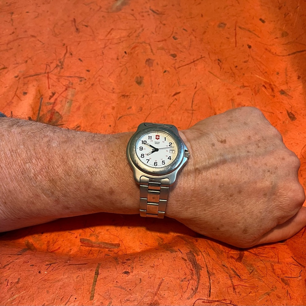 Victorinox Men's Silver Stainless Steel Watch with White Dial